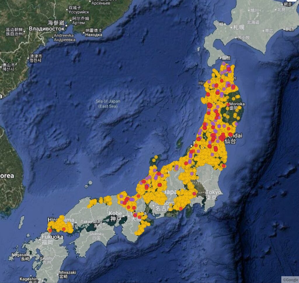 日本熊出沒地圖